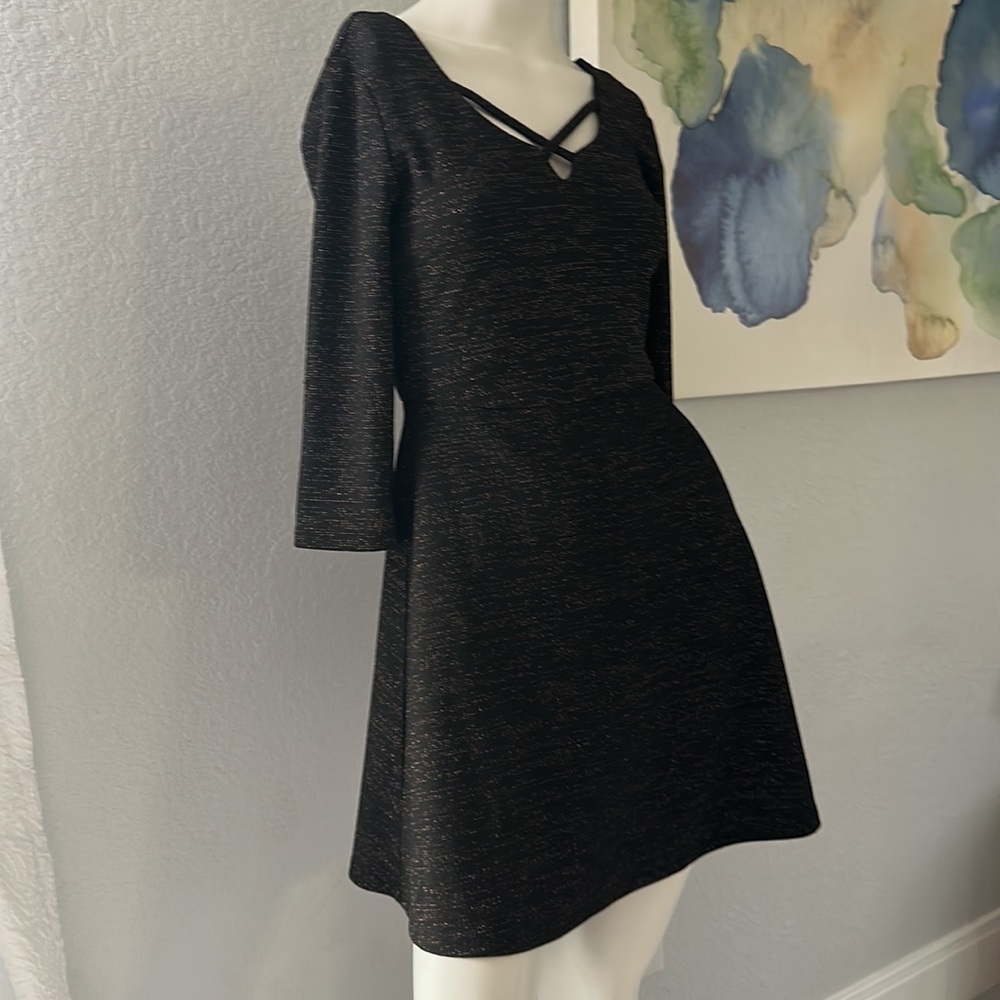 Three Pink Heart Black Sparkly Dress